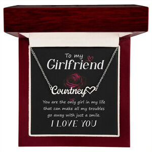 To My Girlfriend You Are Personalized Silver Tone Heart Name Necklace Custom